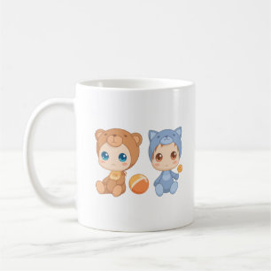 Baby Twins Bear Cat Jumpsuit Kaffeetasse