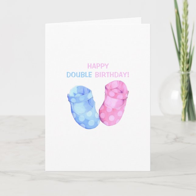 Baby Twins Booties Carte d'anniversaire (Devant)