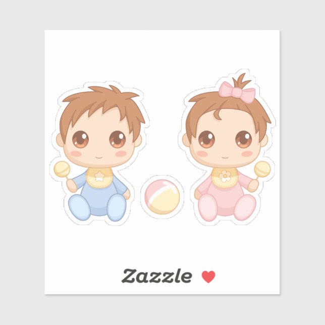 Baby Twins Boy and Girl Aufkleber (Blatt)