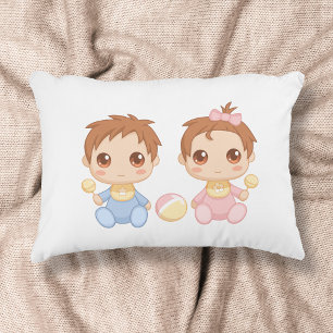 Baby Twins Boy and Girl Dekokissen