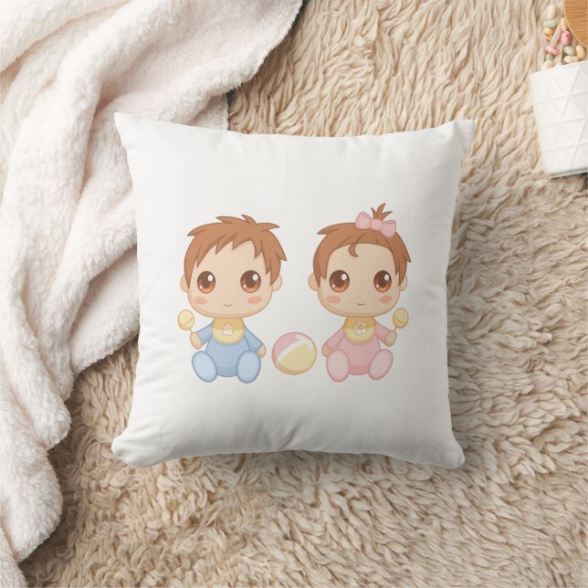 Baby Twins Boy and Girl Kissen (Decke)