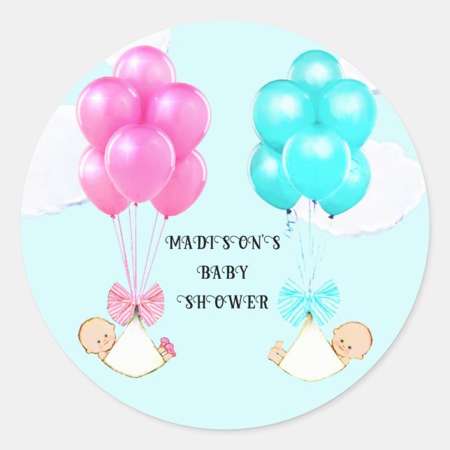 Baby Twins Boy and Girl Runder Aufkleber (Vorderseite)
