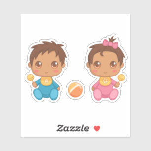 Baby Twins Boy and Girl Stickers Aufkleber