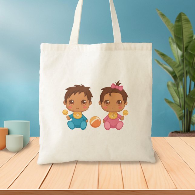 Baby Twins Boy and Girl Tote Bag Tragetasche (Von Creator hochgeladen)