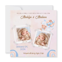 BABY (TWINS) FOTO-ANKÜNDIGUNGSKARTE