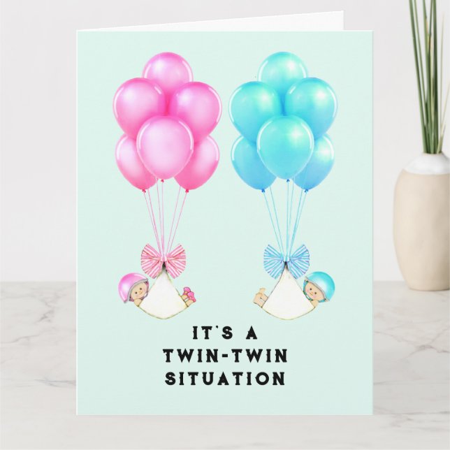 Baby Twins Glückwunschs Karte (Vorderseite)