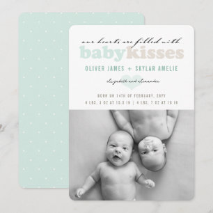 Baby Twins Valentines Day Photo Faire-part de nais