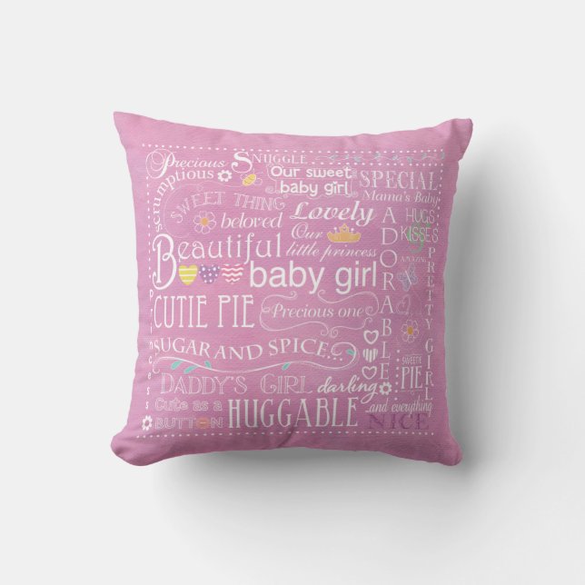 Baby-Typografie-Kissen Kissen (Vorderseite)
