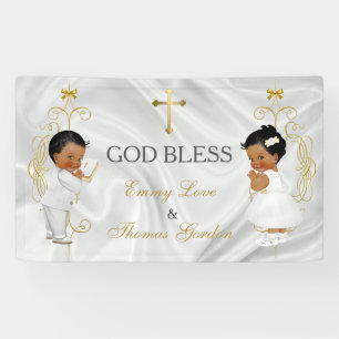 Baby-u. Mädchen-Zwillings-Taufe-Taufe ethnisch Banner