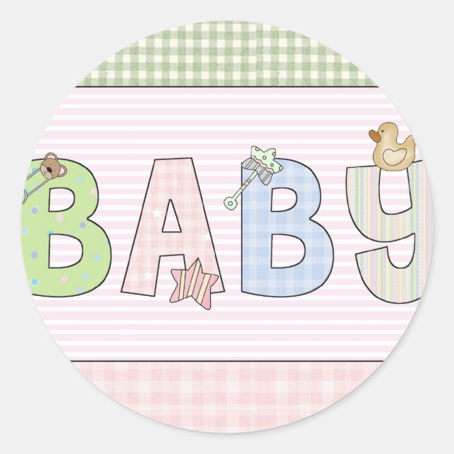 Baby- Umschlag Aufkleber: Sweet Baby Collection Runder Aufkleber (Vorderseite)