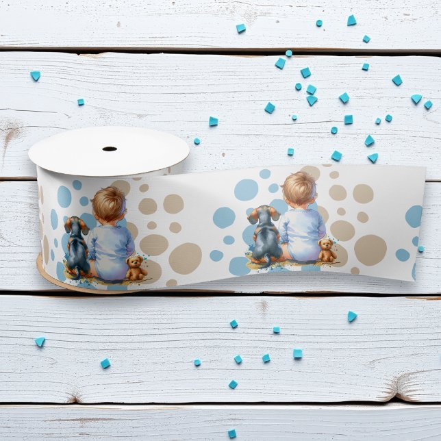 Baby- und Dackel Puppy-Baby-Dusche Satinband (Von Creator hochgeladen)