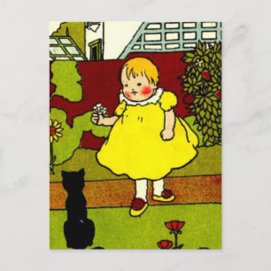 Baby und die schwarze Katze Postkarte