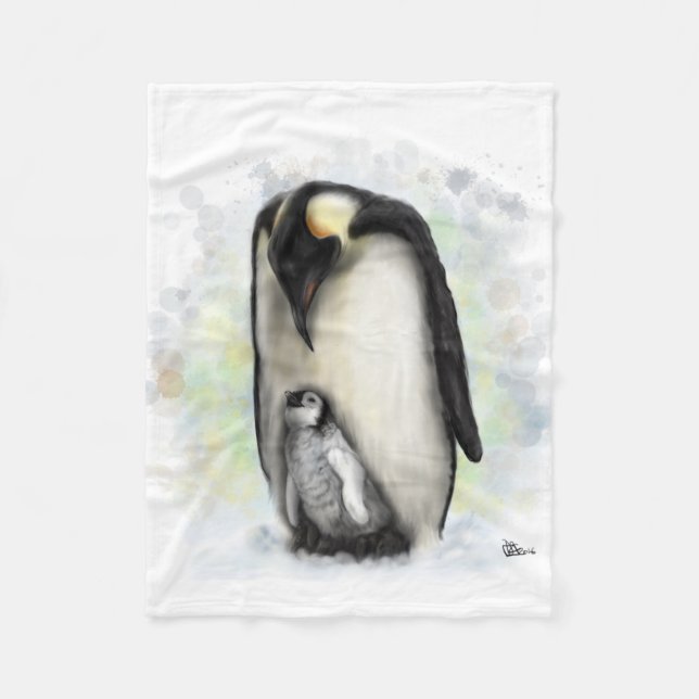Baby-und Elternteil-Pinguin Fleecedecke (Vorderseite)
