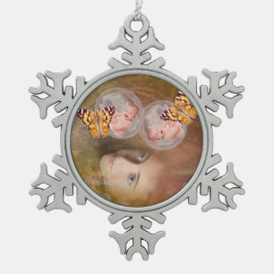 Baby- und Mädchenzwillinge Schneeflocken Zinn-Ornament