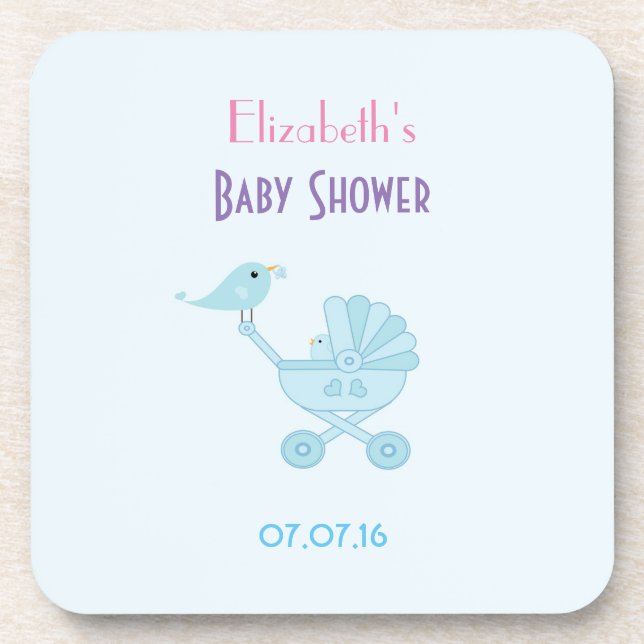 Baby- und Mommy Bluebirds Babydusche Getränkeuntersetzer (Vorderseite)