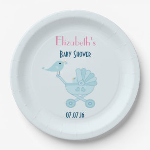 Baby- und Mommy Bluebirds Babydusche Pappteller