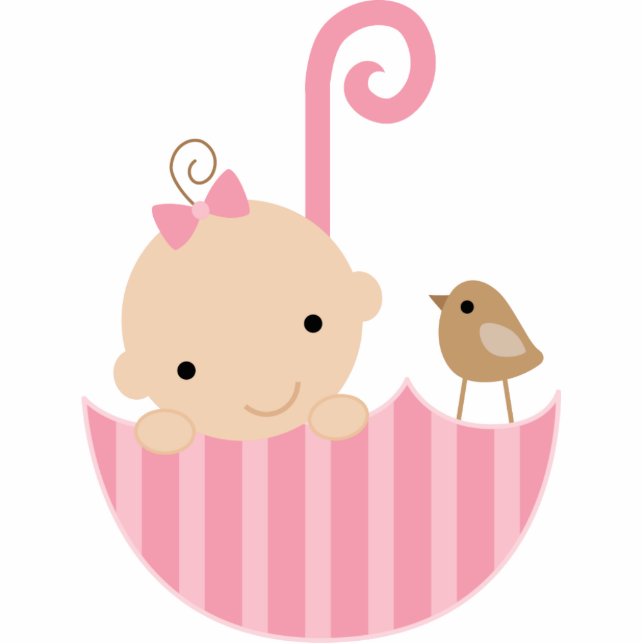 Baby und Vogel im Regenschirm-Kuchen-Deckel Freistehende Fotoskulptur (Vorne)