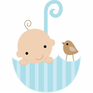 Baby und Vogel im Regenschirm-Kuchen-Deckel Freistehende Fotoskulptur