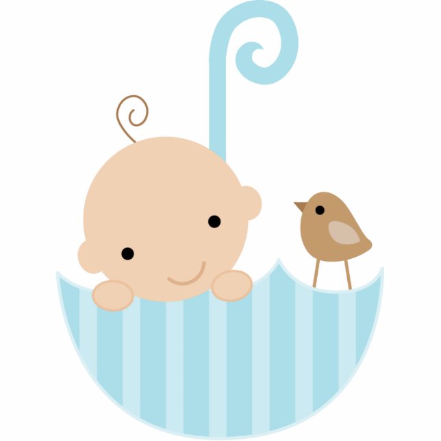 Baby und Vogel im Regenschirm-Kuchen-Deckel Freistehende Fotoskulptur (Vorne)