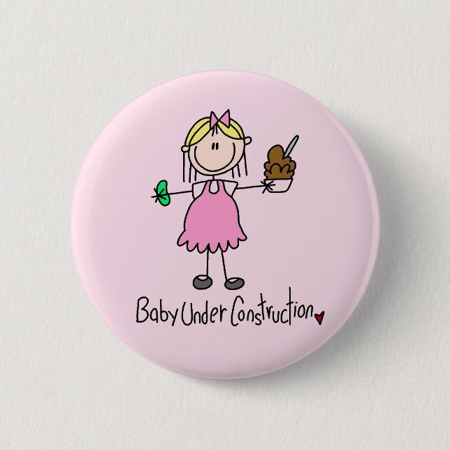 Baby Under Construction T-Shirts und Geschenke Button (Vorderseite)