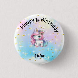 Baby Unicorn Birthday Button