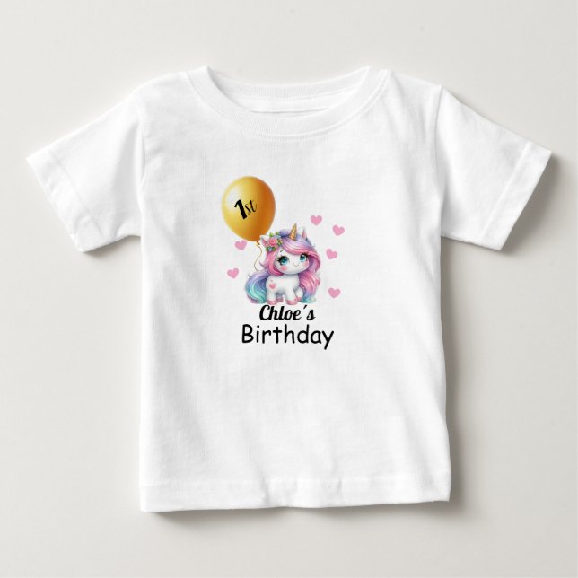 Baby Unicorn Birthday Shirt, T-shirt (Vorderseite)