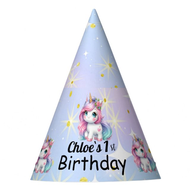 Baby Unicorn cardboard party hats Partyhütchen (Vorderseite)