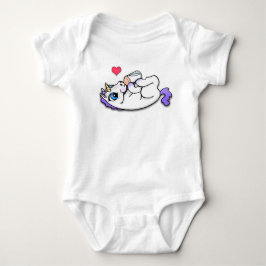 Baby Unicorn, der die Zeit - lila füttert Baby Strampler