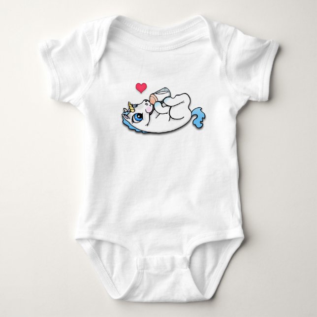 Baby Unicorn, der Zeit - Blau füttert Baby Strampler (Vorderseite)
