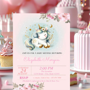 Baby Unicorn Floral Baby Shower Einladung
