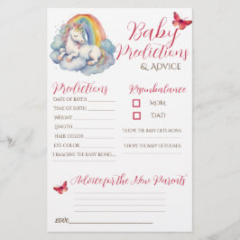 Baby Unicorn Girl Baby Predictions Karte