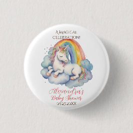 Baby Unicorn Girl Baby Shower Button