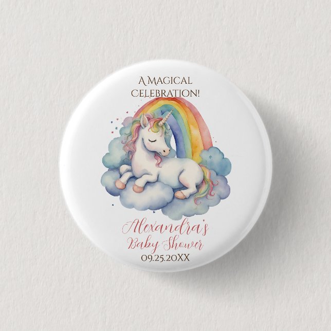 Baby Unicorn Girl Baby Shower Button (Vorderseite)