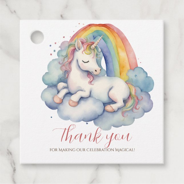 Baby Unicorn Girls Babydusche Danke Geschenkanhänger (Vorderseite)
