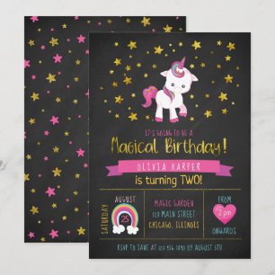 Baby Unicorn Magique Anniversaire Invitation