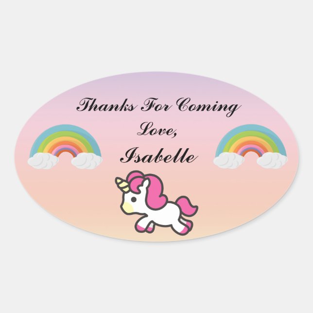 Baby Unicorn Party Vielen Dank Sticker (Vorderseite)