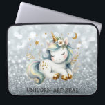 Baby Unicorn Silver Glitzer Bokeh Laptopschutzhülle<br><div class="desc">Baby Einhorn auf silberfarbenem Glitzer.</div>