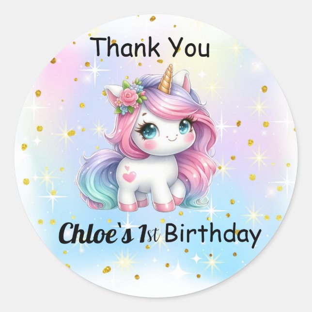 Baby Unicorn Stickers, Runder Aufkleber (Vorderseite)