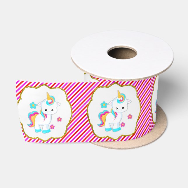 Baby Unicorns, Candy Stripes Satinband (Spule)