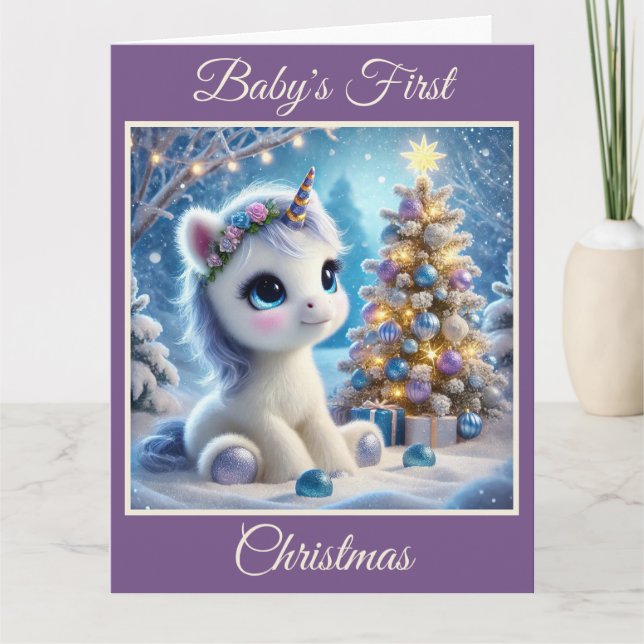 Baby Unicorns erste Weihnacht Karte (Vorderseite)