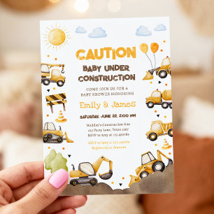 Baby unter Konstruktion Trucks Baby Paare Shower Einladung