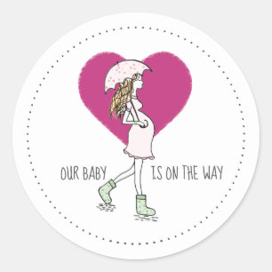 Baby unterwegs runder aufkleber