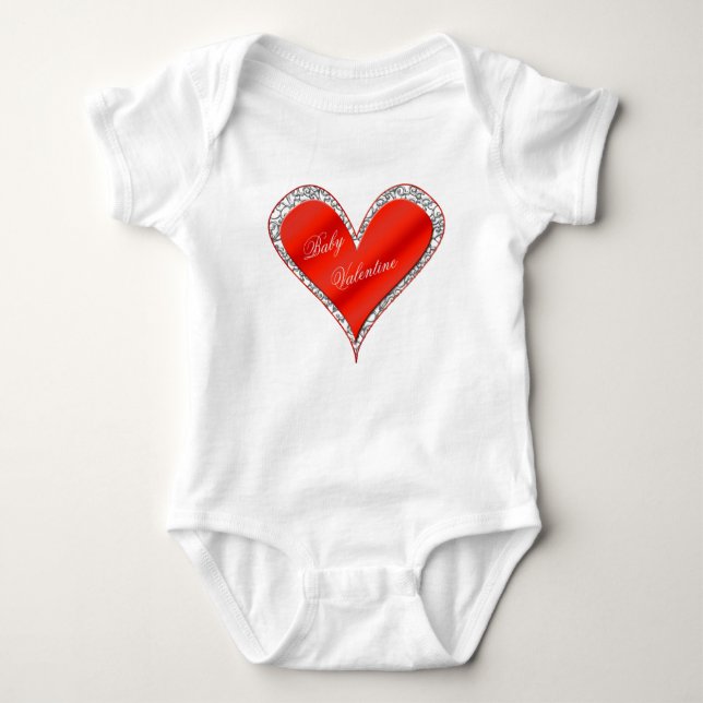 Baby Valentine Heart with Lace Trim Baby Strampler (Vorderseite)