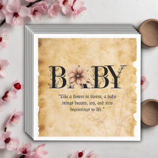 Baby Vintag Floral Monogram Babydusche Serviette