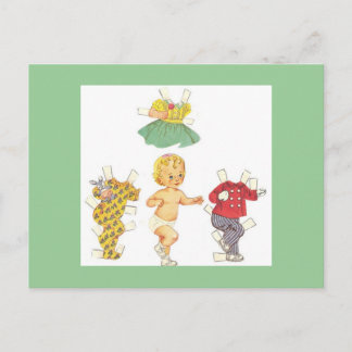 Baby Vintage Papierpuppe Postkarten