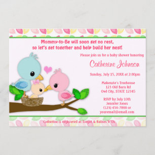 Baby-Vogel-Nest-Baby-Shower-Einladungen MÄDCHEN Fa Einladung