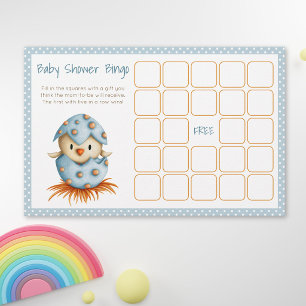 Baby-Vogel-Schlüpf-Blau-Baby-Shower-Bingo-Karte