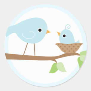 Baby-Vogelnest (blau) Runder Aufkleber