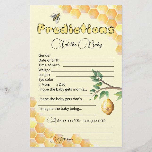 Baby-Vorhersagen | Baby Showspiel (Vorderseite)