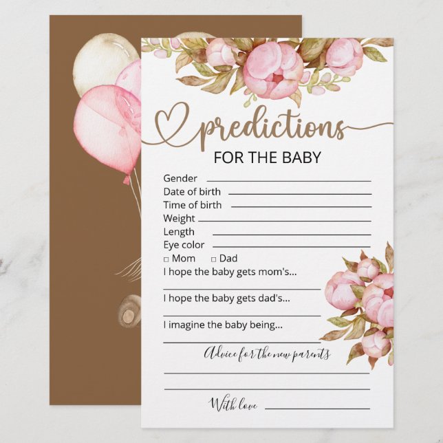 Baby-Vorhersagen | Baby Showspiel (Vorne/Hinten)